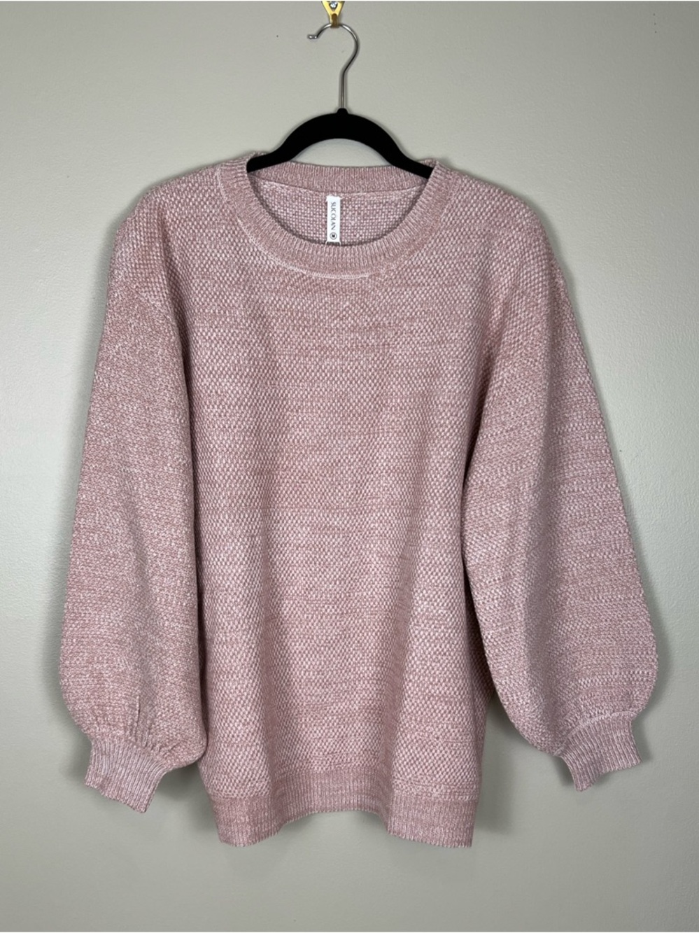 Women's Balloon-Sleeve Crewneck Sweater - Blush Pink NWT Size M